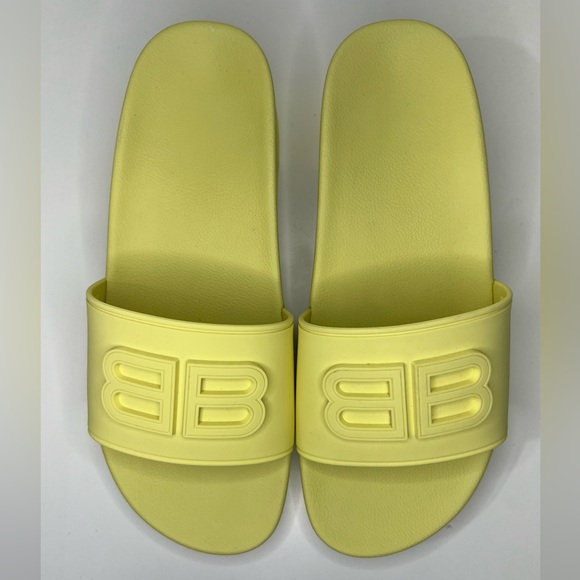 Balenciaga BB Logo Rubber Pool Wedge Slide Sandal Clog Heels - Picture 7 of 14